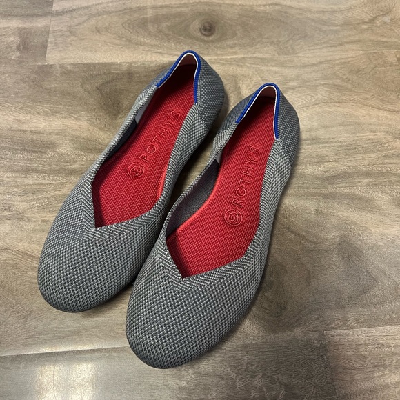 Rothy's Gray Flats with Red and Blue Accents - Picture 1 of 6